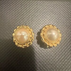 Givenchy Elegant Gold and Pearl Earrings